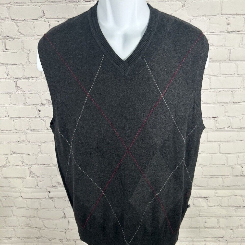 Nautica Men's Highland Yarn Wool Cashmere Angora Argyle Sweater Vest M